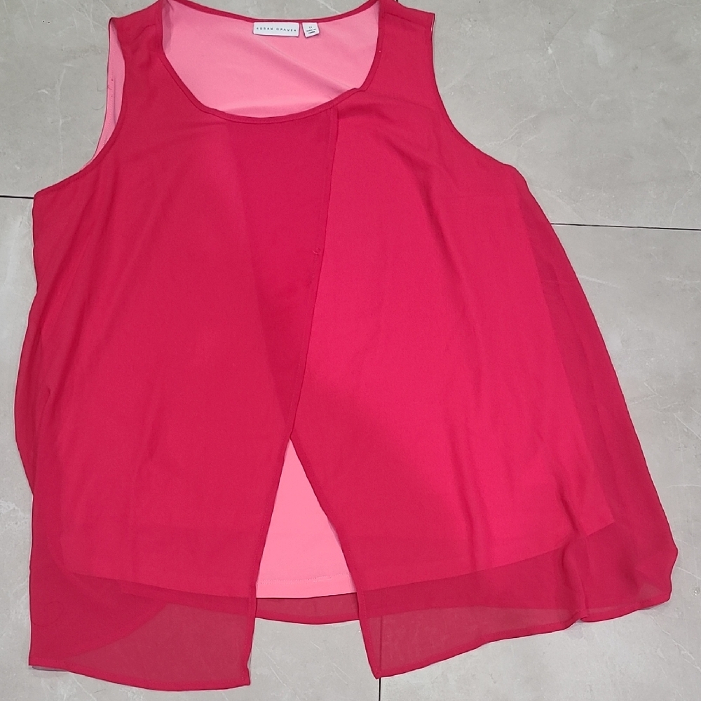 Susan Graver Sleeveless Pink Blouse